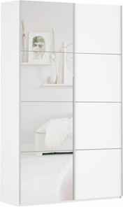 Шкаф 2-дверный Прайм (ДСП/Зеркало) 1200x570x2300, белый снег в Якутске