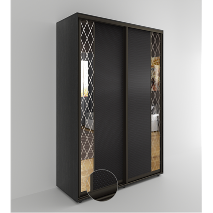 Шкаф 2-х дверный Акцент-Вера 2-КР (Эко кожа Версаль, ромбы) 2303х1000х600, Венге в Якутске - изображение