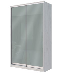 Шкаф 2-х дверный Хит-22-4-12/2-22 с цветным стеклом, средне-серый 074, Дуб крафт белый в Якутске