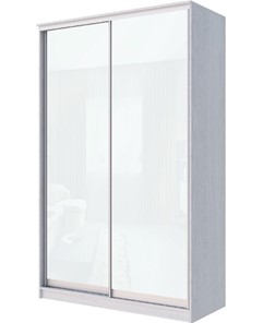 Шкаф 2-х дверный Хит-22-4-14-22 с цветным стеклом, белое №10, Ясень анкор светлый в Якутске