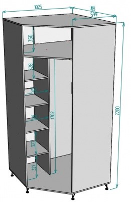 Распашной шкаф угловой Лофт H132, ЯШТ-ЯШС в Якутске - изображение 1