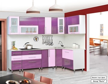 Кухонный угловой гарнитур Мыло 224 2600х1600, цвет Фиолет/Пастель фиолет в Якутске - предосмотр
