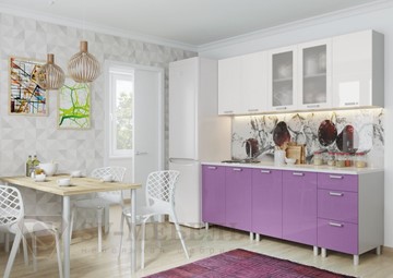Кухонный гарнитур угловой Модерн, белый глянец/фиолетовый металлик в Якутске