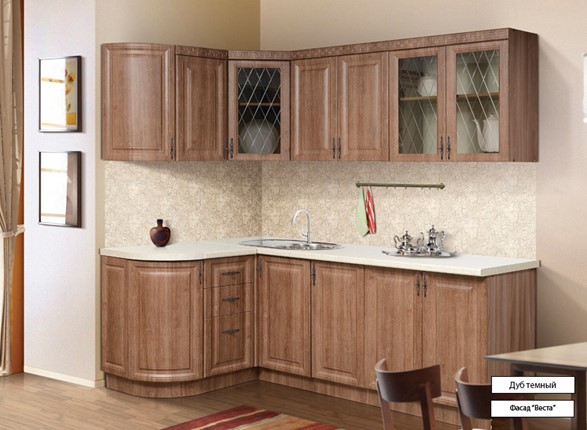 Модульная кухня Веста 1330х2200, цвет Дуб темный в Якутске - изображение