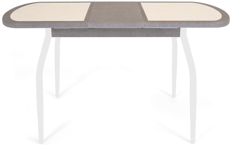 Кухонный стол раскладной Будапешт-мини ПЛ (ноги белые, плитка бежевая/серый камень) в Якутске - изображение 3