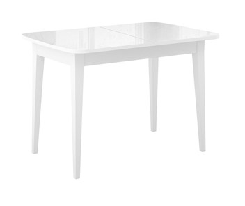Кухонный стол раздвижной Dikline M120 Белый/стекло белое глянец/ножки MM белые в Якутске - предосмотр