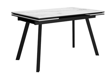 Кухонный стол раздвижной DikLine SKA125 Керамика Белый мрамор/подстолье черное/опоры черные (2 уп.) в Якутске