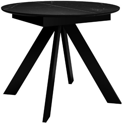 Обеденный раздвижной стол DikLine SKC100 D1000 Керамика Черный мрамор / опоры черные в Якутске - изображение