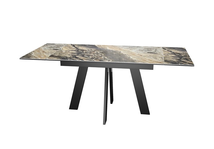 Кухонный стол раздвижной DikLine SKM120 Керамика Amadeus/подстолье черное/опоры черные в Якутске - изображение 2