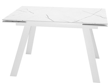 Кухонный раскладной стол DikLine SKM140 Керамика Белый мрамор/подстолье белое/опоры белые (2 уп.) в Якутске
