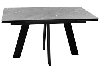 Кухонный стол раздвижной DikLine SKM140 Керамика серый мрамор/подстолье черное/опоры черные (2 уп.) в Якутске