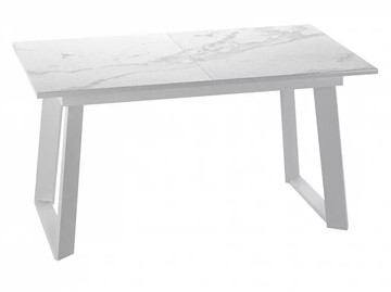Кухонный стол раскладной Dikline ZLS140 Мрамор белый глянец/ножки белые в Якутске