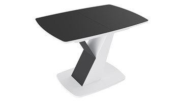 Кухонный стол раскладной Гарда тип 1, цвет Белый/Стекло матовое черный графит в Якутске