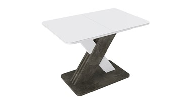 Кухонный стол раздвижной Люксембург тип 1 (Белый/Ателье темный/Стекло белое матовое) в Якутске