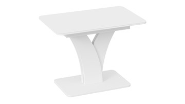Кухонный раскладной стол Люксембург тип 2 (Белый/Стекло белое матовое) в Якутске