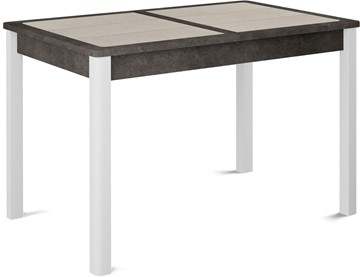 Обеденный раздвижной стол Ницца-1 ПЛ (ноги белые, плитка бежевая/серый камень) в Якутске