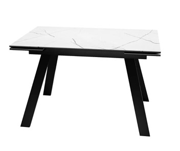 Кухонный стол раскладной SKL 140, керамика белый мрамор/подстолье черное/ножки черные в Якутске