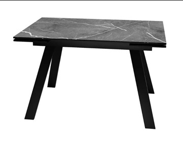 Кухонный раздвижной стол SKL 140, керамика черный мрамор/подстолье черное/ножки черные в Якутске