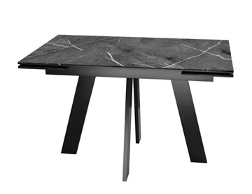 Раздвижной стол SKM 120, керамика черный мрамор/подстолье черное/ножки черные в Якутске