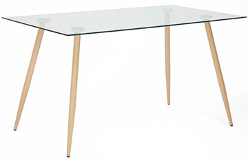 Обеденный стол SOPHIA (mod. 5003) металл/стекло (8мм), 140x80x75, бук/прозрачный арт.12098 в Якутске