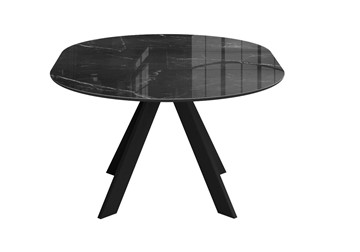 Стол раздвижной DikLine SFC110 d1100 стекло Оптивайт Черный мрамор/подстолье черное/опоры черные в Якутске