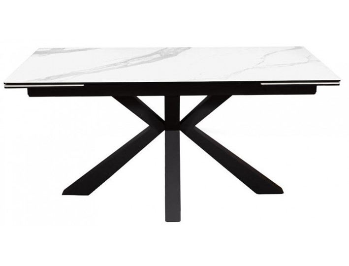 Стол раздвижной DikLine SFE140 Керамика Белый мрамор/подстолье черное/опоры черные (2 уп.) в Якутске - изображение 1