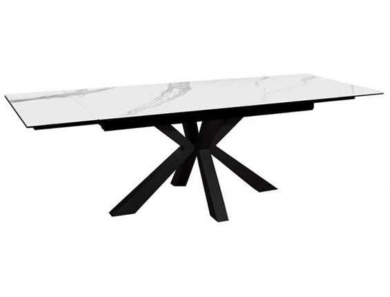 Стол раздвижной DikLine SFE140 Керамика Белый мрамор/подстолье черное/опоры черные (2 уп.) в Якутске - изображение