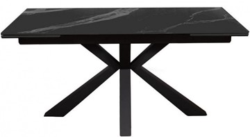 Стол обеденный раздвижной DikLine SFE140 Керамика Черный мрамор/подстолье черное/опоры черные (2 уп.) в Якутске - предосмотр 1