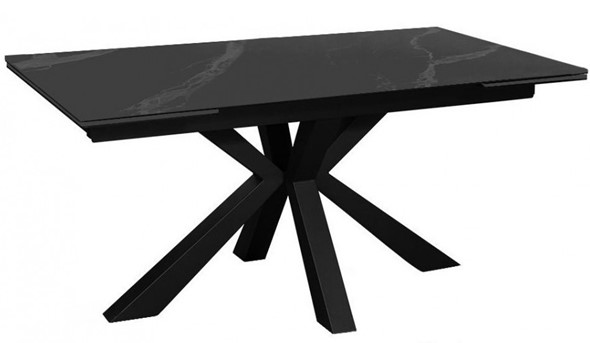 Стол обеденный раздвижной DikLine SFE140 Керамика Черный мрамор/подстолье черное/опоры черные (2 уп.) в Якутске - изображение
