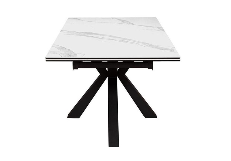Стол раздвижной DikLine SFE160 Керамика Белый мрамор/подстолье черное/опоры черные (2 уп.) в Якутске - изображение 3
