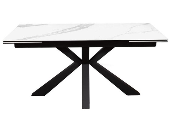 Стол раздвижной DikLine SFE160 Керамика Белый мрамор/подстолье черное/опоры черные (2 уп.) в Якутске - изображение