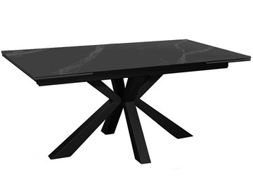 Стол обеденный раздвижной DikLine SFE160 Керамика Черный мрамор/подстолье черное/опоры черные (2 уп.) в Якутске - предосмотр 1