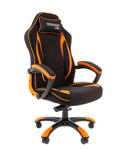 Кресло игровое CHAIRMAN GAME 28 Полиэстер комбинированная ткань оранжевый/черный в Якутске