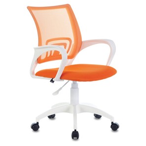 Офисное кресло Brabix Fly MG-396W (с подлокотниками, пластик белый, сетка, оранжевое) 532401 в Якутске