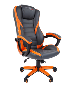 Офисное кресло CHAIRMAN GAME 22 эко кожа, серый/оранжевый в Якутске
