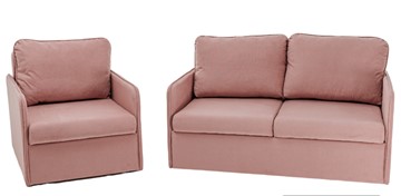 Мебельный комплект Амира розовый диван + кресло в Якутске