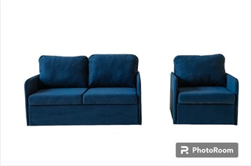 Мебельный набор Амира синий диван + кресло в Якутске