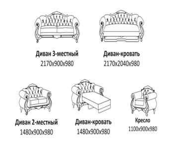 Прямой диван Лувр X, ДБ3 в Якутске - предосмотр 2