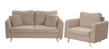 Комплект мебели Бертон бежевый диван+ кресло в Якутске