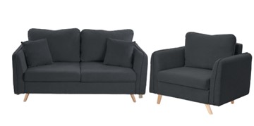 Комплект мебели Бертон графит диван+ кресло в Якутске