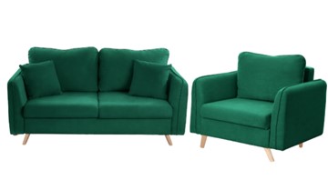 Комплект мебели Бертон изумрудный диван+ кресло в Якутске