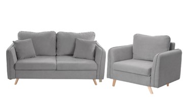 Комплект мебели Бертон серый диван+ кресло в Якутске