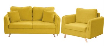 Комплект мебели Бертон желтый диван+ кресло в Якутске