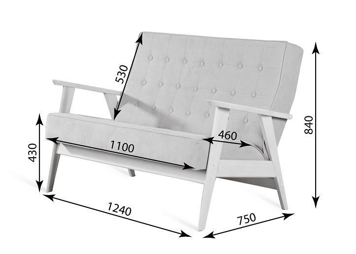 Прямой диван Ретро, двухместный (венге / RS 29 - бирюзовый) в Якутске - изображение 4