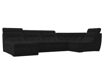 Большой модульный диван Холидей люкс, Черный (велюр) в Якутске