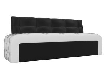 Прямой кухонный диван Люксор, Белый/Черный (экокожа) в Якутске - предосмотр
