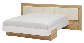 Спальная кровать Тоскана 1600 с декором (Дуб крафт золотой/Белый поры глубокие) с основанием в Якутске