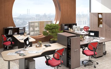 Комплект офисной мебели Xten, для двух сотрудников с тумбой в Якутске - предосмотр