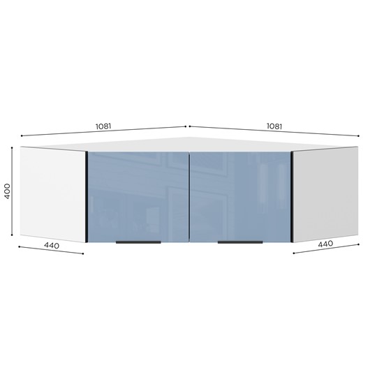 Антресоль шкафа углового 45 гр Урбан ЛД 528.320.000, Белый/Капри Синий в Якутске - изображение 1