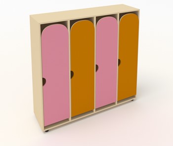 Распашной детский шкаф ШГ4У Беж+Оранжевый+Розовый в Якутске
